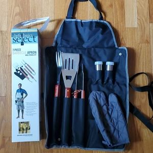 Barbecue Apron & 7 piece Utensil Set